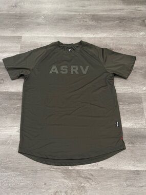 ASRV AeroSilver Established Tee DSG-0660 Tech Curved Hem Olive Gym Train Mens XL